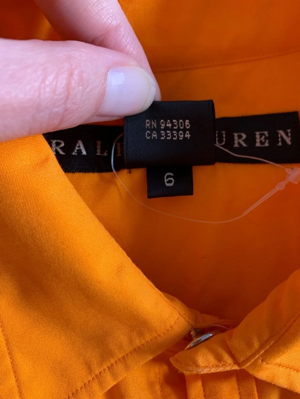 Ralph Lauren Black Label Orange Slim Fit Poplin Western Button Down Shirt Size 6